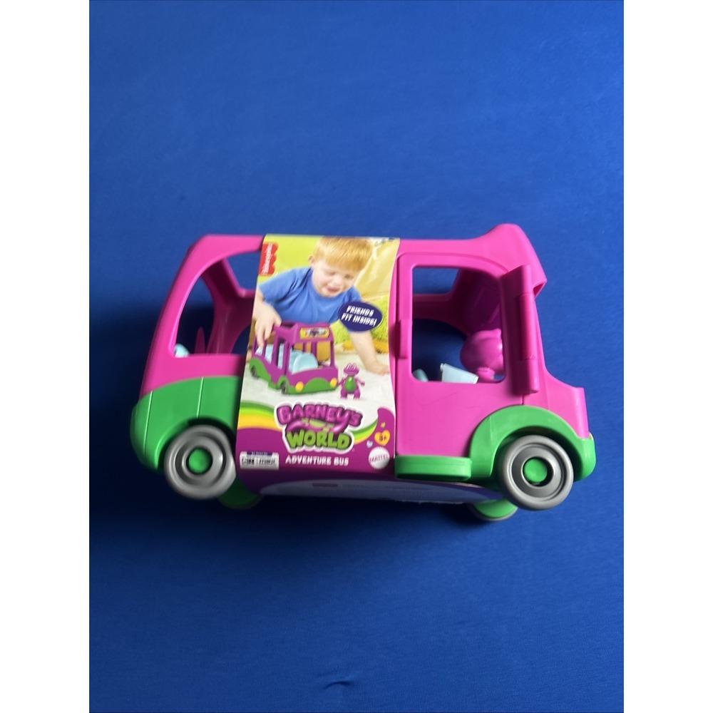 Fisher Price Barneys World Adventure Bus Push Along Toy and Barney Figure New